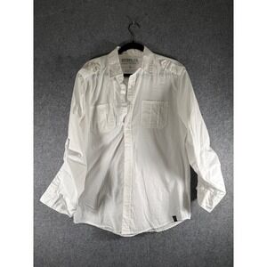 Surplus Mens Large Long Sleeve Button Up Shirt White Everyday Casual Utility‎